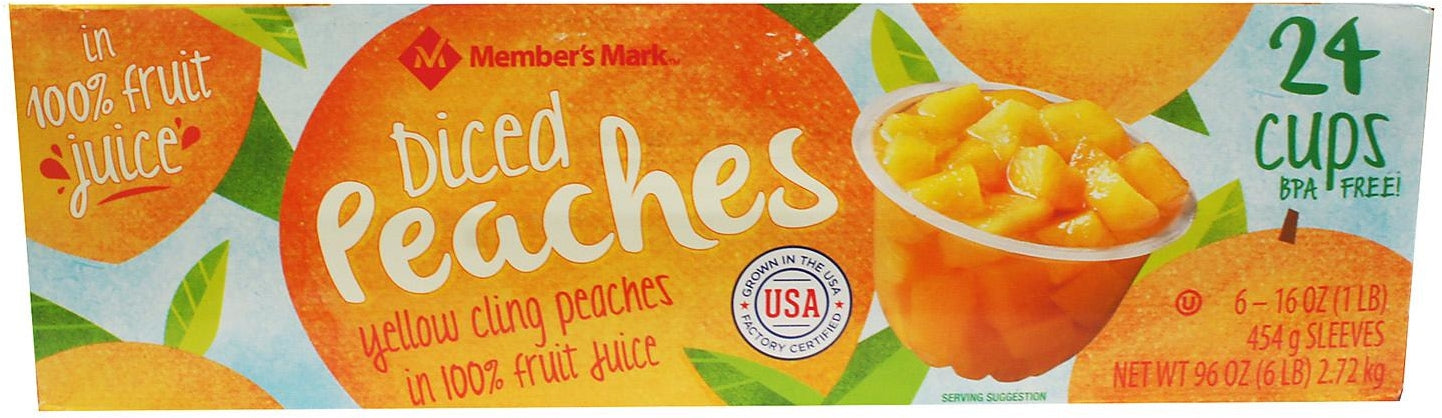 Member's Mark Diced Peaches, 24 x 113 gr