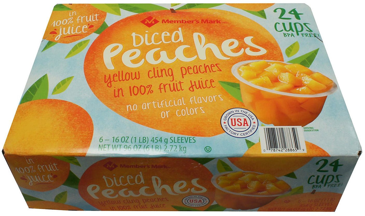 Member's Mark Diced Peaches, 24 x 113 gr