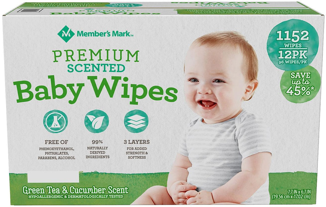 Member's Mark Premium Scented Baby Wipes, 12 x 96 ct (1152 ct)