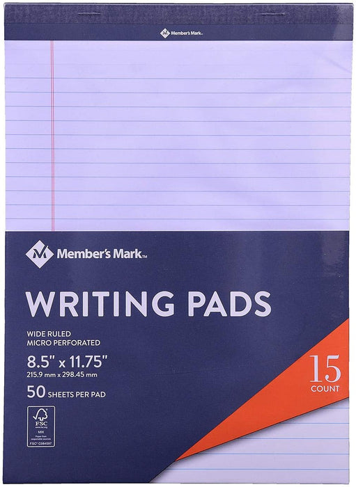 Member's Mark Writing Pads, 50 Sheets, 15 ct