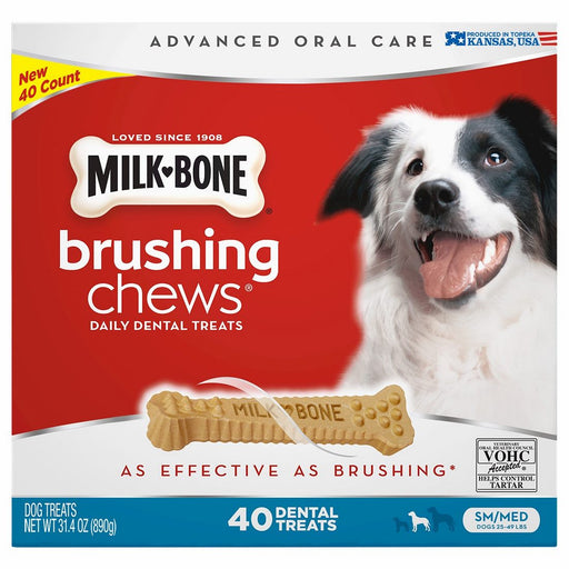 Milk-Bone Brushing Chews Daily Dental Treats, Small/Medium, 40 ct