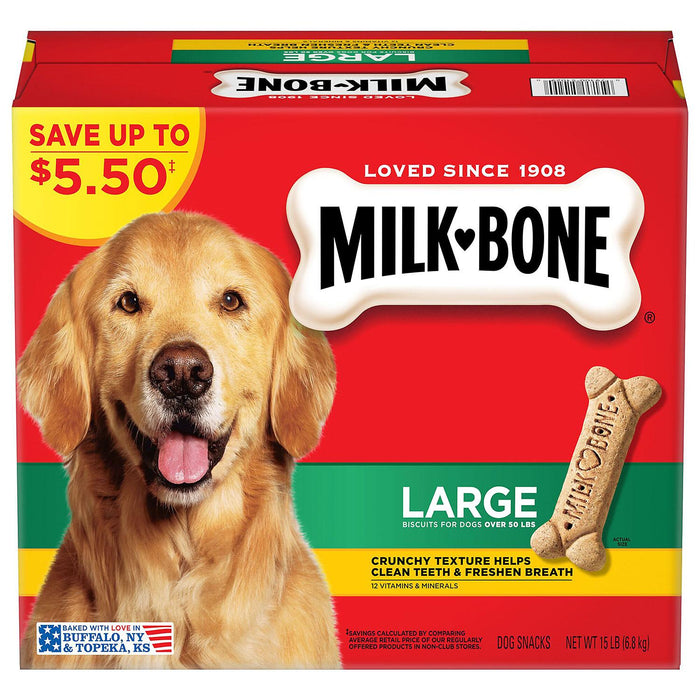 Milk Bone Biscuits For Dogs, Size Large, 15 lbs