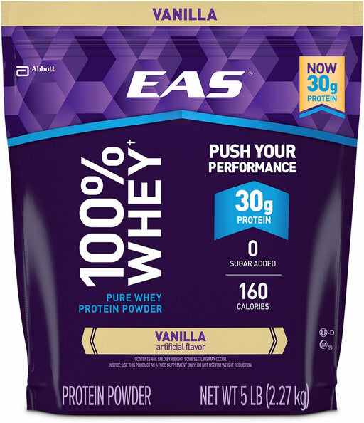 EAS 100% Pure Whey Protein Powder, Vanilla, 5 lbs