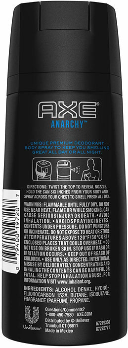 Axe Anarchy Body Spray, 4 oz