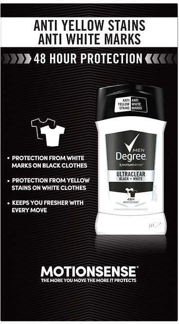 Degree Men Ultra Clear Black + White Solid Antiperspirant Deodorant, 5-Pack, 5 x 2.7 oz