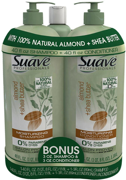 Suave Professionals Shampoo & Conditioner With Bonus, Almond & Shea Scent, 4 pcs