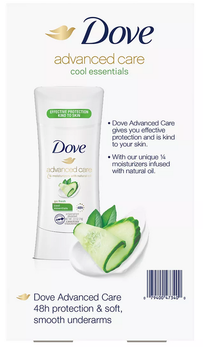 Dove Advanced Care Cool Essentials 48h Antiperspirant Deodorant , 4 x 2.6 oz