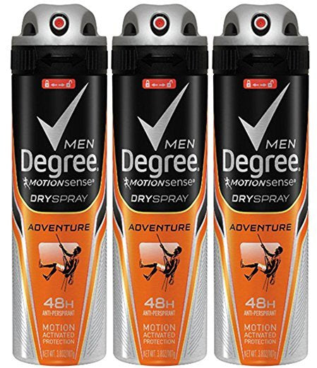 Degree Men Dry Spray, Motion Sense Anti-Perspirant, 3 x 3.8 oz