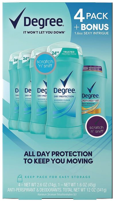 Degree Dry Protection Deodorant Stick, Shower Clean, Value Pack , 4 x 2.6 oz