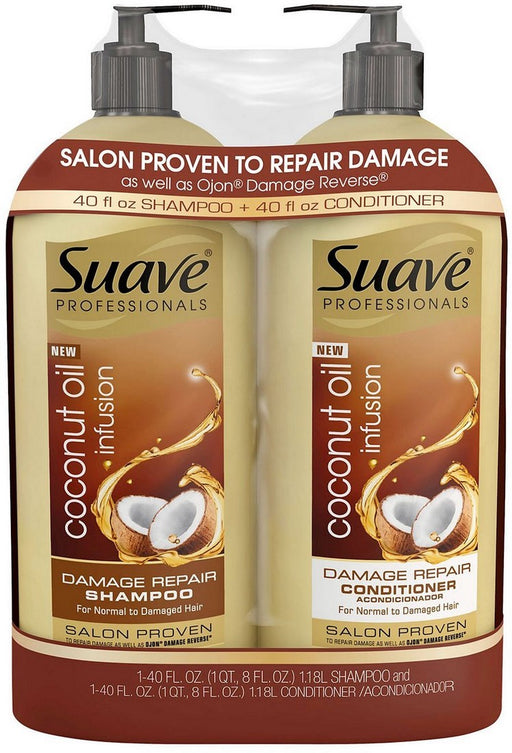 Suave Professionals Damage Repair Shampoo & Conditioner, 2 x 40 oz