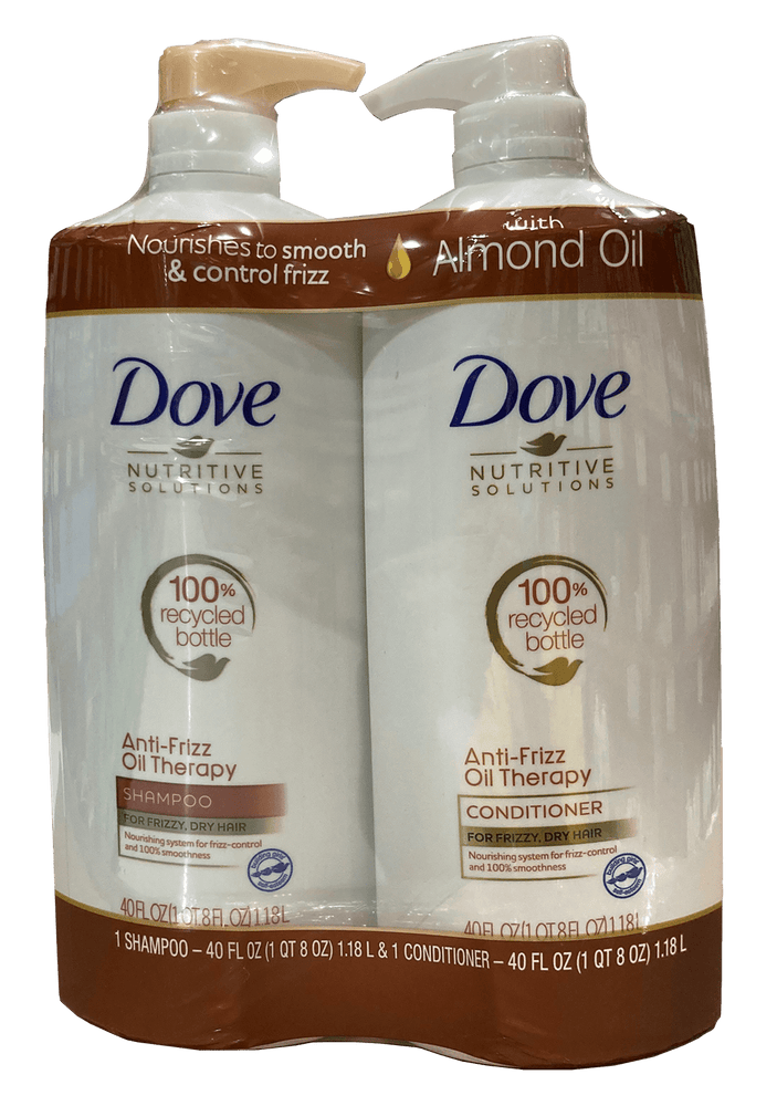 Dove Anti-Frizz Oil Therapy Shampoo & Conditioner, 2-Pack, 2 x 40 oz