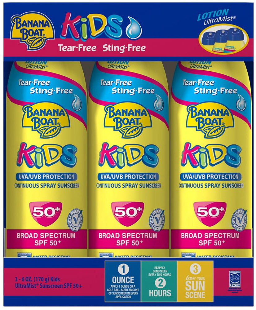 Banana Boat Kids SPF 50 Sunscreen Spray, 3 x 6 oz