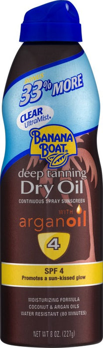 Banana Boat Deep Tanning Dry Oil with Argan Oil, SPF 4, 8 oz