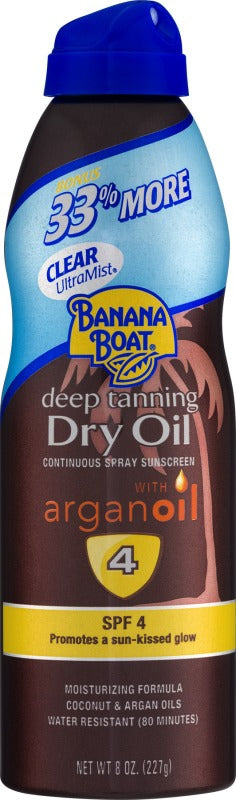 Banana Boat Deep Tanning Dry Oil with Argan Oil, SPF 4, 8 oz