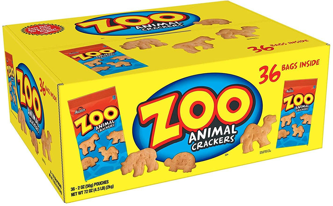 Austin Zoo Animal Crackers Value Pack, 36 x 56 gr (36 x 2 oz)