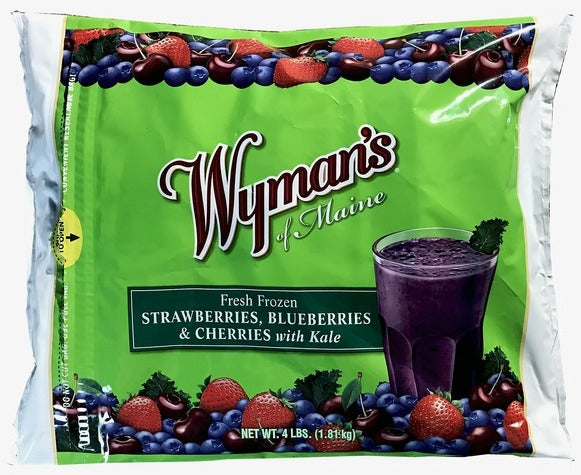 Wyman's Fresh Frozen Strawberries, Blueberries & Cherries with Kale, 1.81 kg