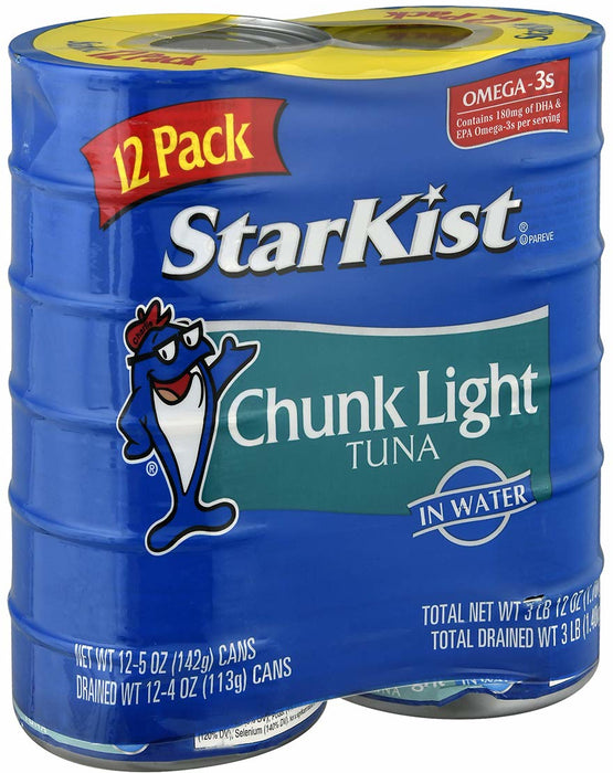 Starkist Chunk Light Tuna In Water, 12-Pack, 12 x 5 oz