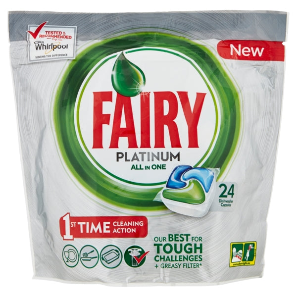 Fairy Platinum All-in-One Dishwasher Detergent, 24 ct