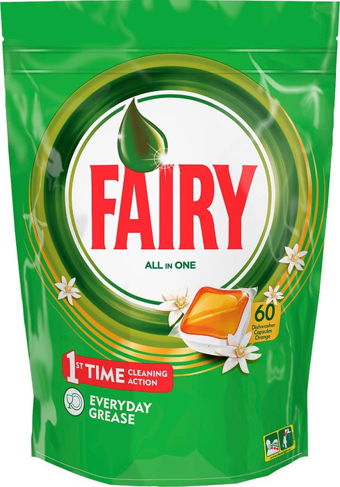 Fairy All In One Dishwasher Detergent Tabs, Orange, 60 ct