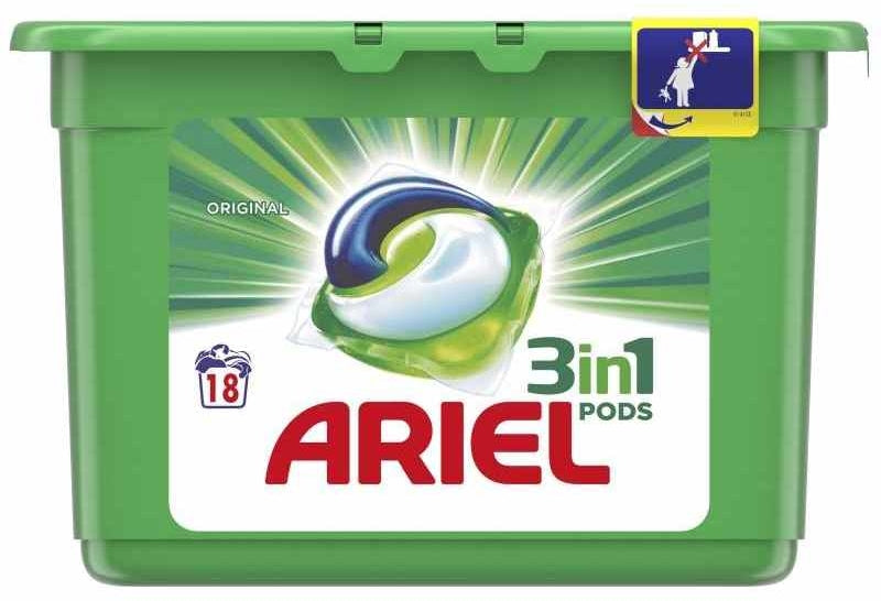 Ariel 3 in 1 Pods Original Detergent, 18 ct