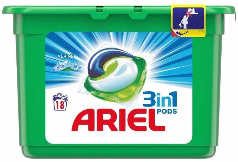 Ariel 3 in 1 Detergent Pods Alpine, 18 ct