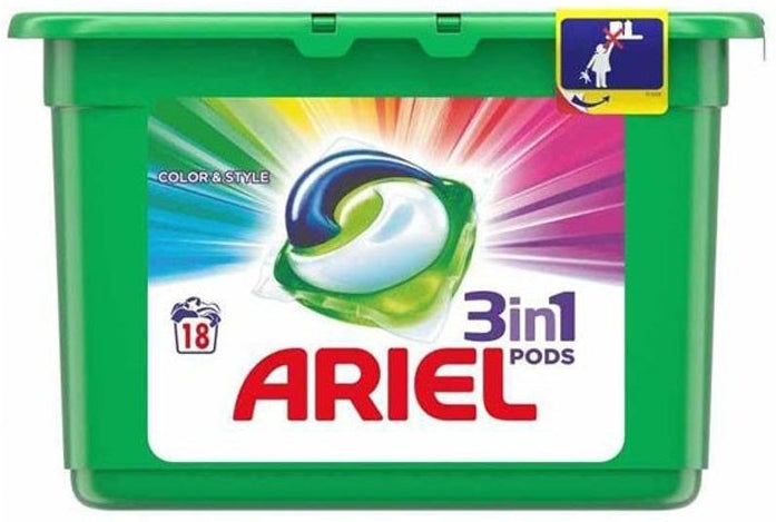 Ariel 3 in 1 Pods Color Detergent, 18 ct