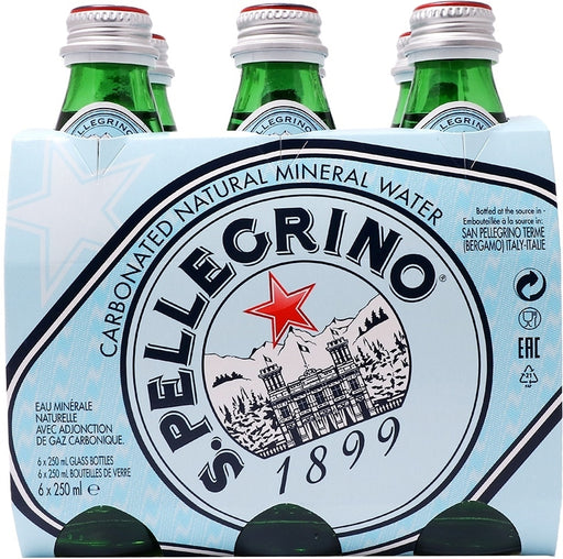 S. Pellegrino Carbonated Natural Mineral Water 6-Pack, 6  x 250 ml