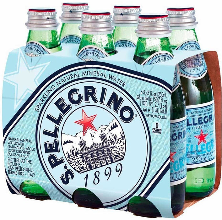 S. Pellegrino Carbonated Natural Mineral Water 6-Pack, 6  x 250 ml