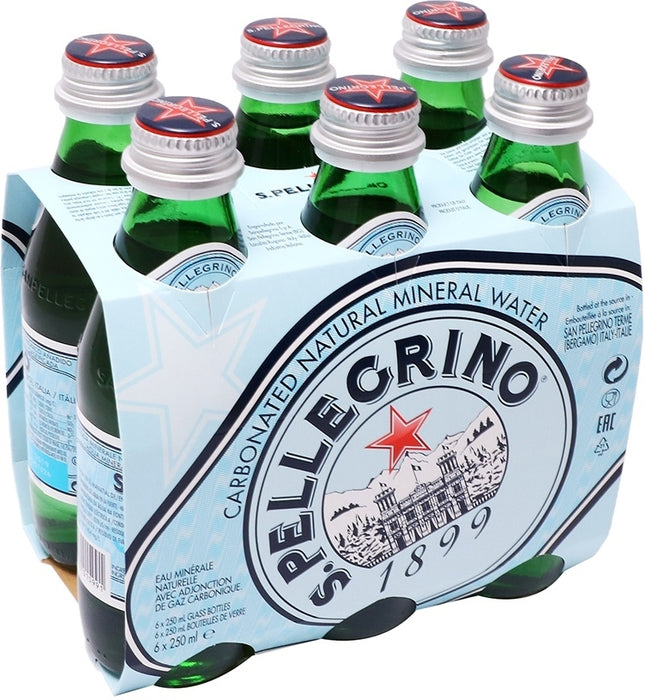 S. Pellegrino Carbonated Natural Mineral Water 6-Pack, 6  x 250 ml