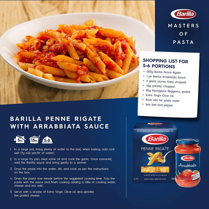 Barilla Penne Rigate Pasta , 500 gr