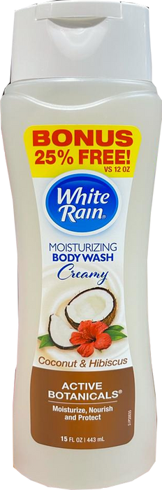 White Rain Moisturizing Body Wash, Creamy Coconut & Hibiscus Scent, 15 oz