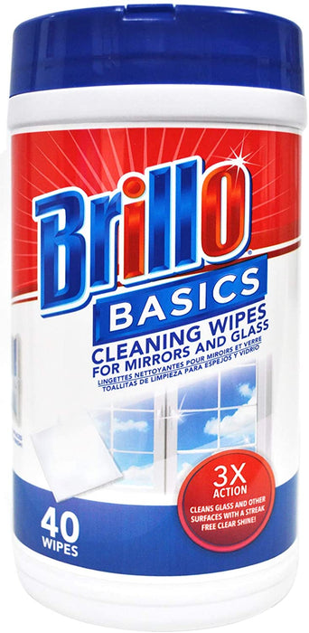 Brillo Basics Cleaning Wipes For Mirrors & Glass , 40 ct