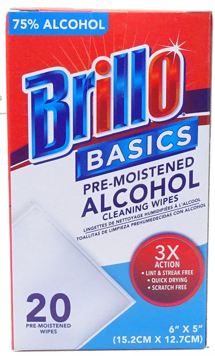 Brillo Basics Pre-Moistened Alcohol Cleaning Wipes , 20 ct