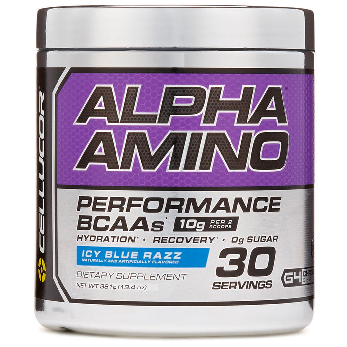 Cellucor Alpha Amino Performance BCAAs, Icy Blue Razz Flavor, 30 Servings, 381 gr