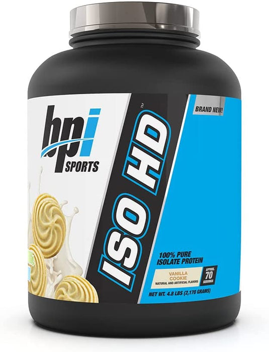 BPI Sports Iso HD 100% Pure Isolate Protein Powder, Vanilla Cookie Flavor , 4.8 lbs