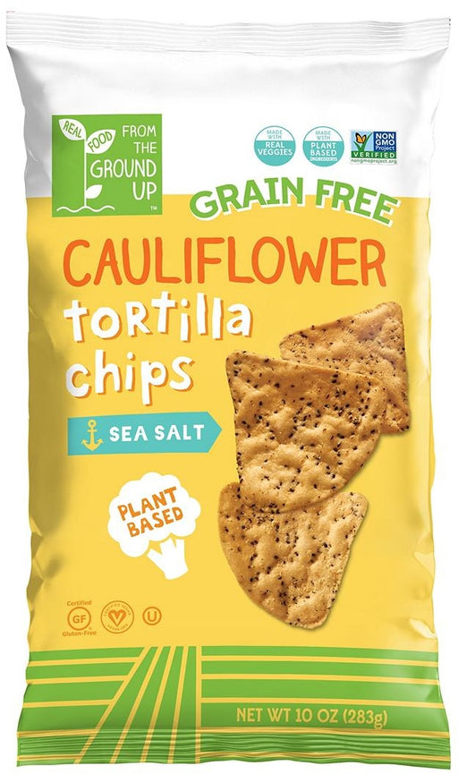 Real Food From the Ground Up Cauliflower Sea Salt Tortilla Chips, 283 gr