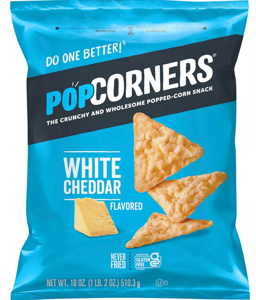 Popcorners Chips White Cheddar Snacks , 18 oz —
