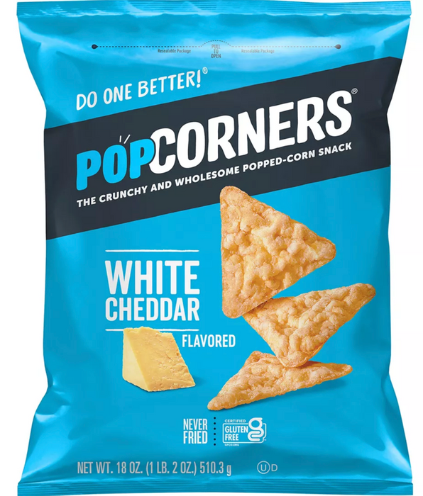 Popcorners Chips White Cheddar Snacks , 18 oz