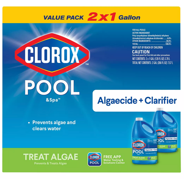 Clorox Pool & Spa Algaecide & Clarifier, 2-Pack , 2 x 1 gal