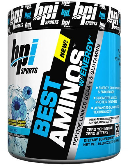 BPI Sports Best Amino with Energy Peptide Linked BCAA & Glutamine, Blue Raspberry, 300 gr