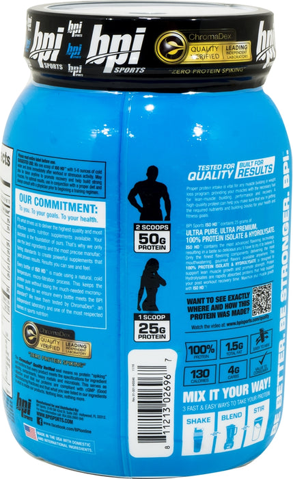 BPI Sports ISO HD 100% Whey Protein Isolate & Hydrolysate, Chocolate Brownie, 1.6 lbs