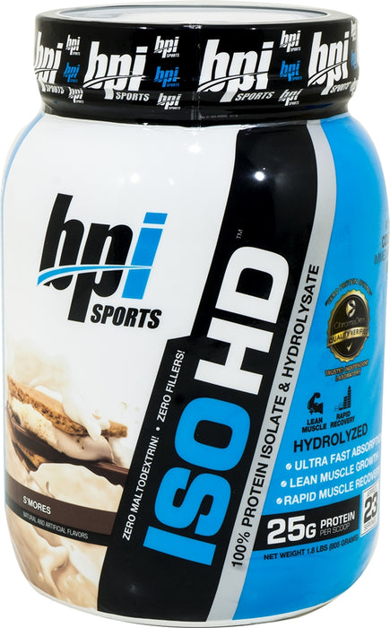 BPI Sports ISO HD 100% Whey Protein Isolate & Hydrolysate, S'Mores, 1.8 lbs