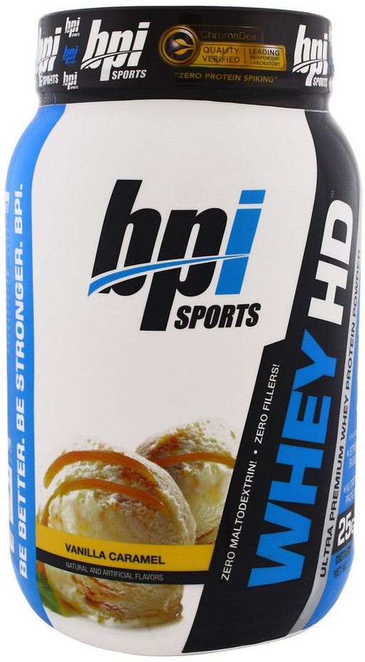 BPI Sports Whey HD Ultra Premium Whey Protein Powder, Vanilla Caramel, 1.7 lbs