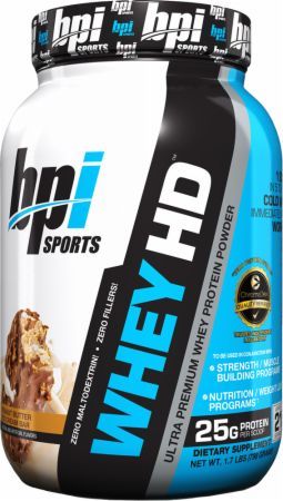 BPI Sports Whey HD Ultra Premium Whey Protein Powder Peanut Butter Ice Cream Bar, 1.7 lbs