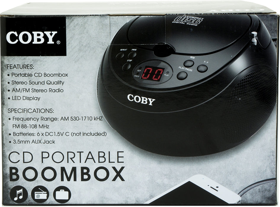 Coby CD Portable Boom Box with MP3 and AM/FM Radio, 