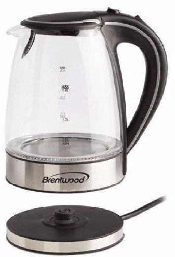 Brentwood Cordless LED Glass Kettle, Black, 1 ct