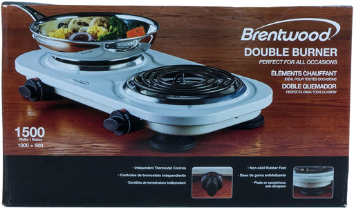 Brentwood Electric Double Burner, 1500 Watt, Model #TS-361W