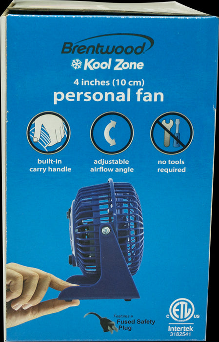 Brentwood Kool Zone Personal Fan, 4 inch, 