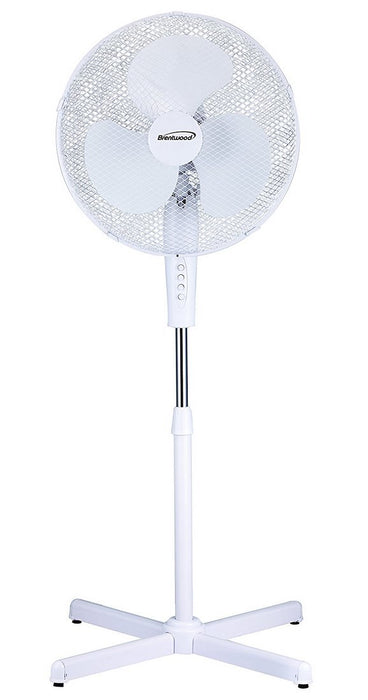 Brentwood Kool Zone White Stand Fan, 16 inch, 3 speeds, 