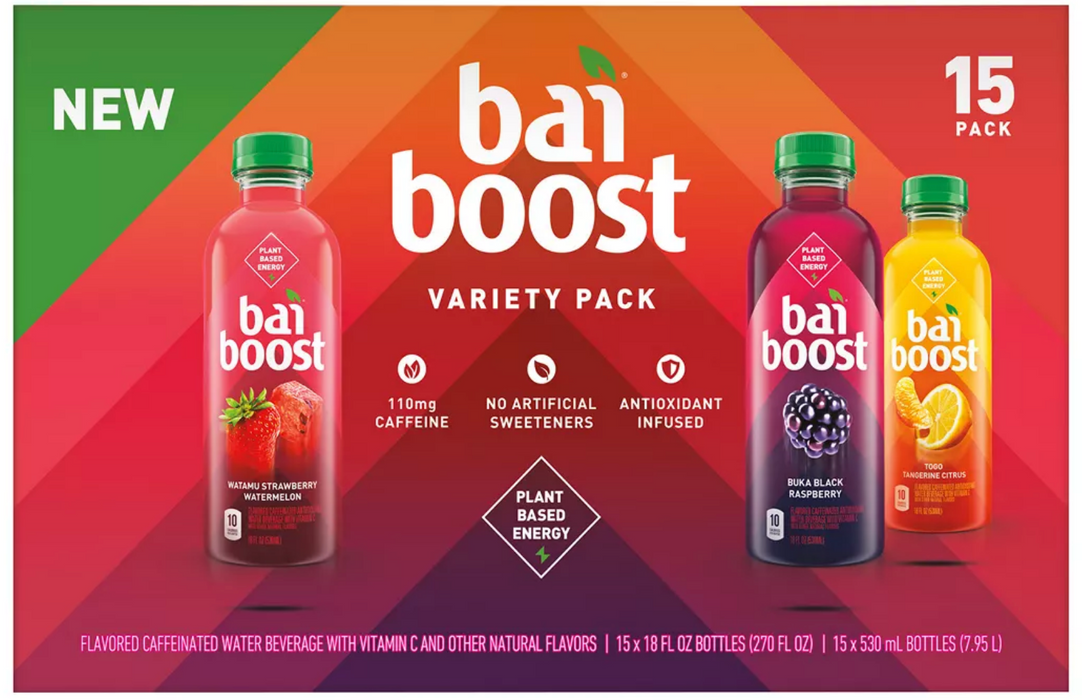 Bai Boost Drink, Variety Pack, 15-Pack, 15 x 18 oz